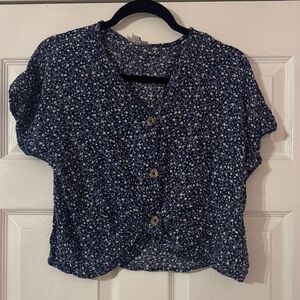 SO Blue and White Patterned Top